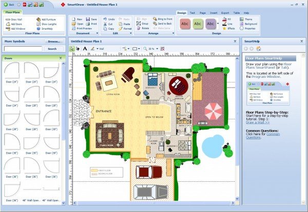 Bezplatný plánovač podlaží Smart Draw Smart-Draw-free-floor-planner