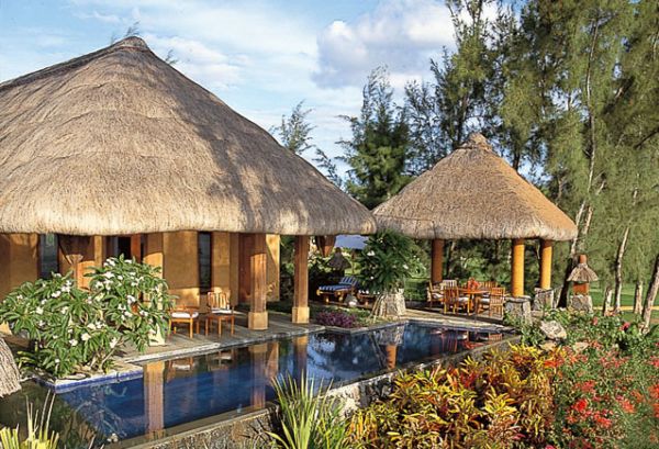 Tradičná vila luxusný rezort Oberoi Mauritius s výhľadom na more Villa suites luxusný rezort Oberoi Mauritius s výhľadom na more