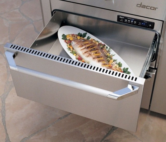 Ohrievacia priehradka značky Dacor na grilovanie rýb Dacor-gril-značka-otepľovací-podnos-grilovaná-ryba