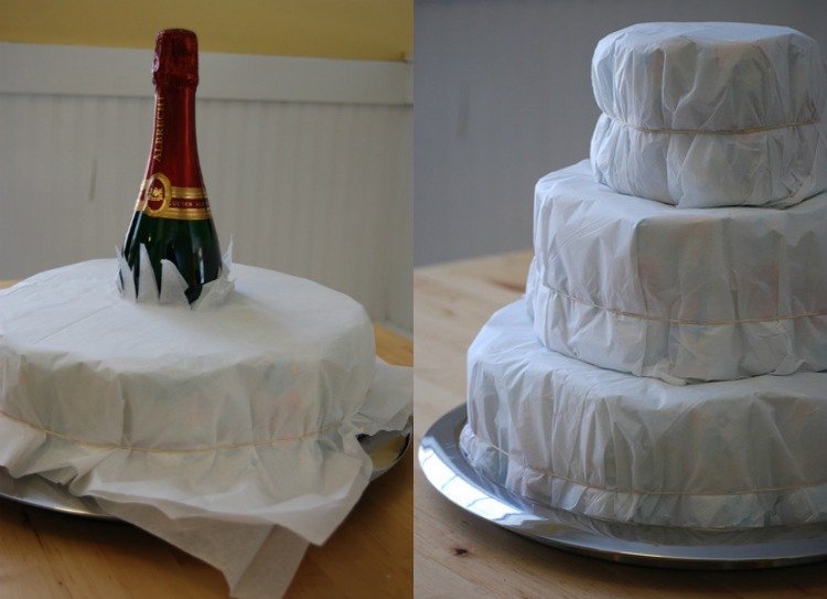 Cake-toaletný papier-urob si sám-návod-podpora-fľaše na šampanské
