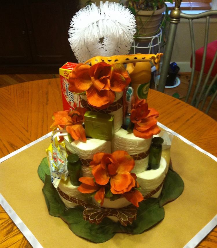 Dort-toaletný papier-urob si sám-narodeniny-umelé-kvety-dekorácia-oranžová