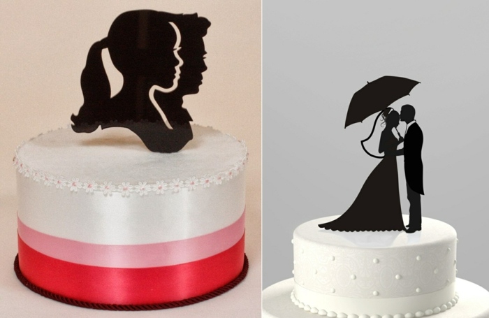 osláviť novomanželov siluetu krásny koláč