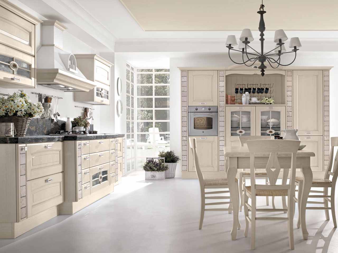 Jedzte v kuchyni klasický nábytok-lustre kované železo-žulové pulty Jedlé kuchynské linky ľahko ošetrujúce lustre s klasickým nábytkom