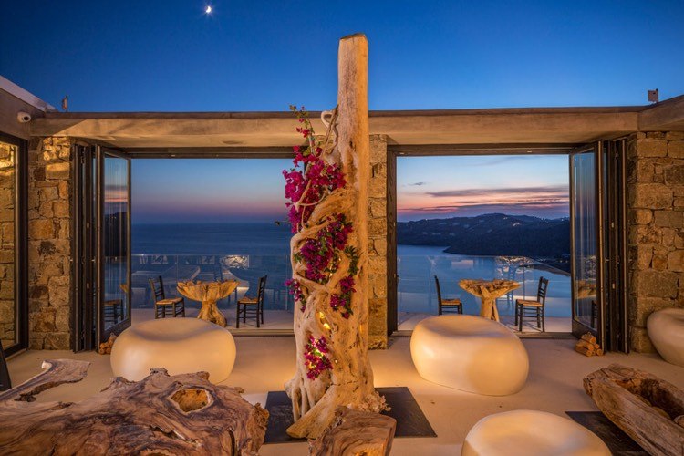 naplavené drevo dekorácia trojitá kvetinová terasa sklenené zábradlie