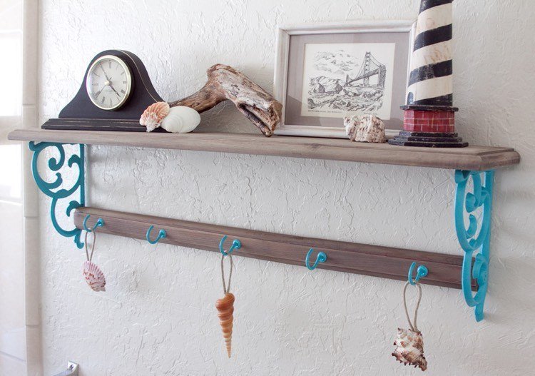 nástenná polica-drevené dosky-efekt-naplaveného dreva