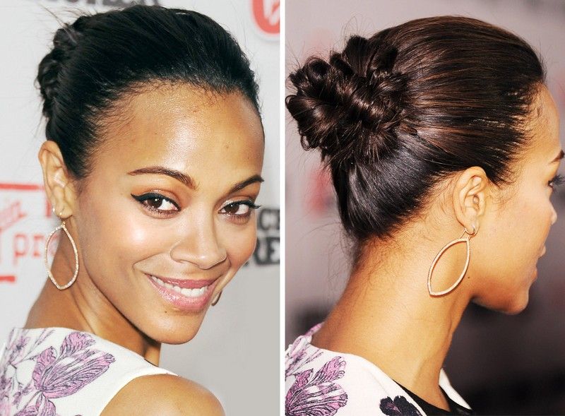 Balet Dutt pre herečku Zoe Saldana Trendové účesy-leto-2015-updos-baletka-drdol-Zoe-Zaldana