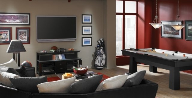 biliardový stôl nápady na farebné steny