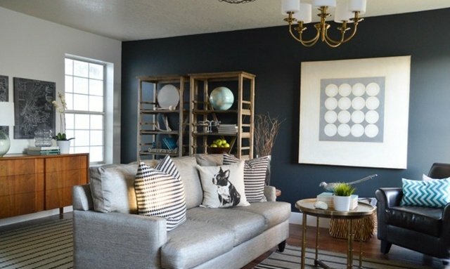 Farba steny svetlo sivá prízvuk nástenná sedačka