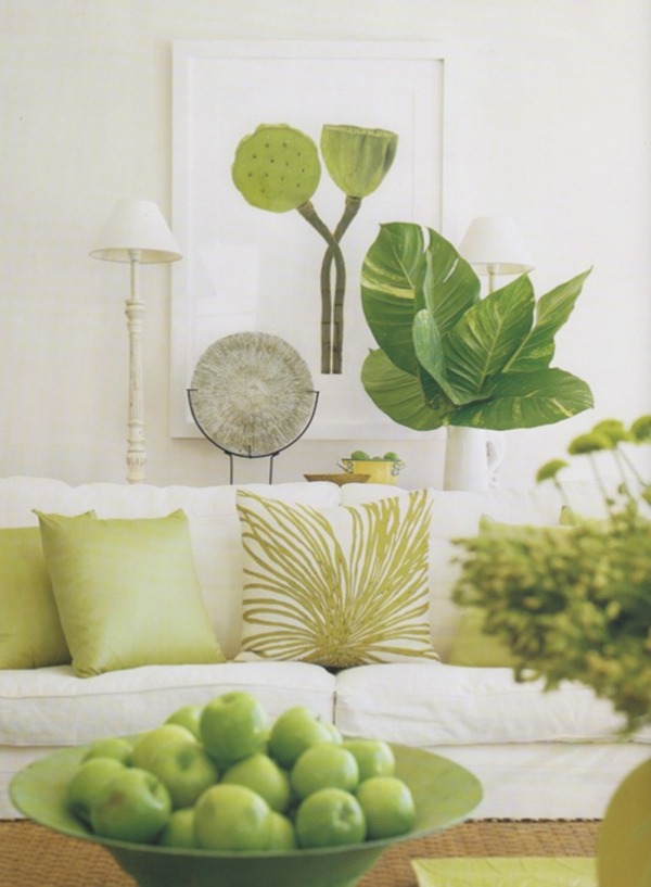 Moderné dekory-trendy bielej a zelenej farby