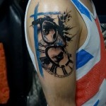 Trash Polka Tattoo - portret i przepaski na ramieniu