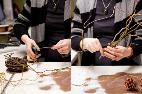 Viazací prút na veniec z vŕby vystrihnite kvetinový drôtený papier Vystrihnite vŕbové vetvy kvetinovým drôtom zabaleným v papieri