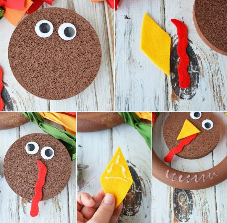 Vyrobte si s deťmi jesenné vence - vyrobte si vlastnú morku z polystyrénu, plsti a googly očí