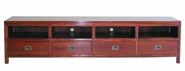 Príborník k televízoru v červenej farbe z dreva