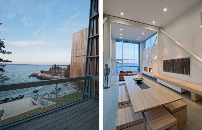 Chata na pobreží s výhľadom na more-drevené obloženie-zvonku vnútri