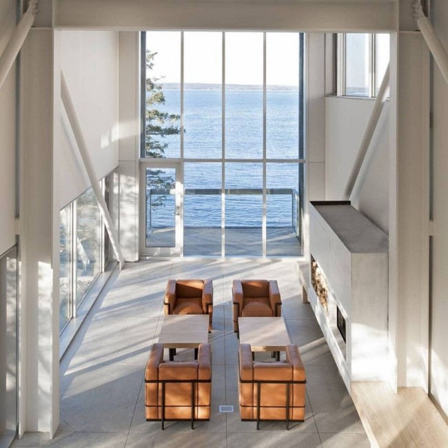 Plážový dom Kanada Puristic Two Trull Glazing White od podlahy až k stropu