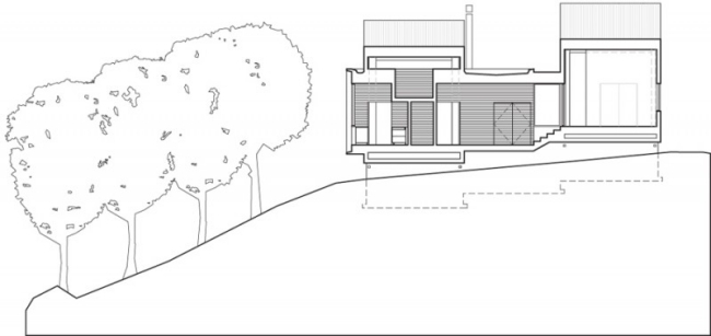 Dom na kopci bočný výhľad na Two-Hulls Kanada