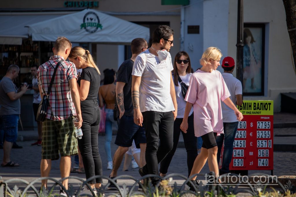 وشم أسود مع معينات على الذراع اليمنى للرجل Deribasovskaya - وشم الشارع 09/14/2020-5