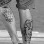 وشم قط مصري مع خنفساء ومهرج أسفل ساق الرجل - شارع وشم - وشم شارع - 21.09.2019