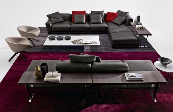 Súprava fialovej pohovky Lius Wohndesign Wohnideen B & B-Design B & amp; B Navrhnite nápady na bývanie purpurovo-červené zariadenie obývačky