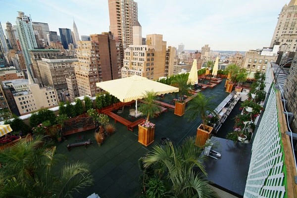 intenzívna zelená strecha milión panorámy mesta výhľad na strechu terasy nápady na zelené strechy nyc skyline view strešná terasa nábytok