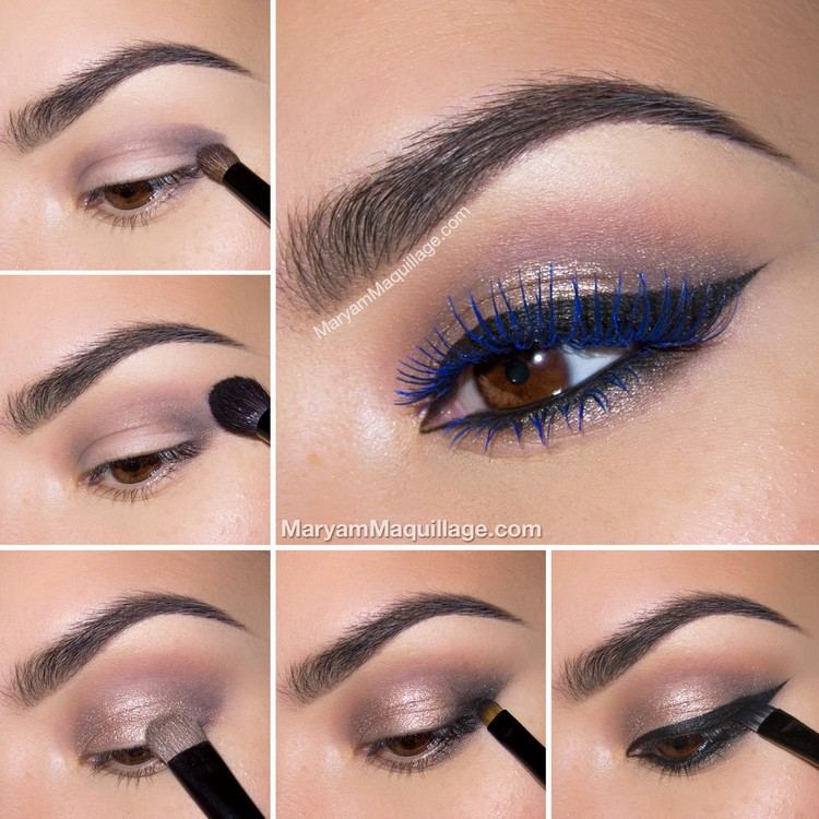 Líčenie očí v lete-návod-modrá-riasenka-očná linka-hnedé-oči