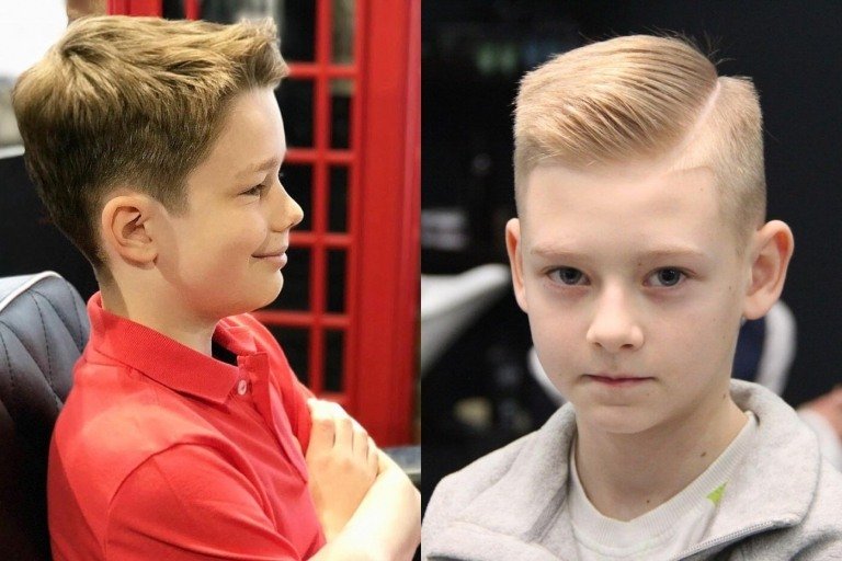 Bočný strih s blond obrázkami v štýloch prechodu