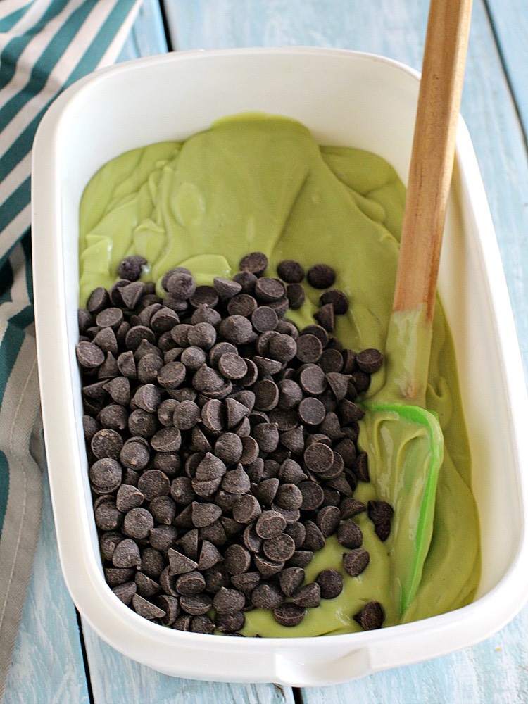 vegánska zmrzlina-urob si sám-box-tvar-vrstvy-čokoládové lupienky