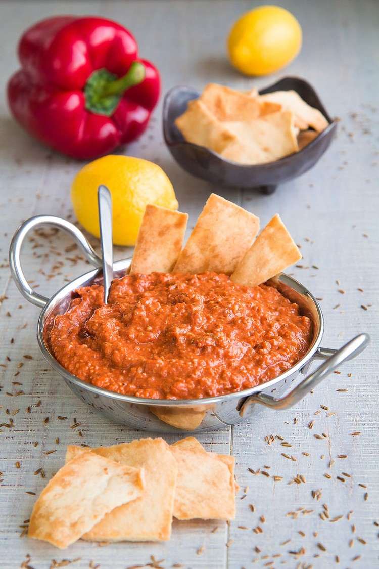 Recept Muhammara Pečená zelenina Dip vegetariánsky gril recepty s feta