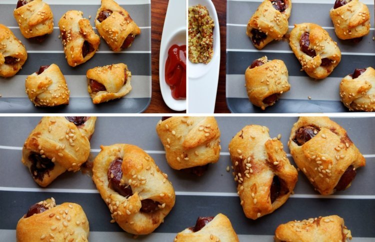 Vegetariánske jednohubky s datlami vegetariánske jedlo na prstoch-datle-občerstvenie-lístkové cesto-omáčka-kečup