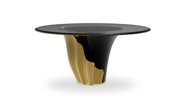 Jedálenský stôl koket yasmine v kombinácii čierneho zlata Dizajn jedálenského stola koket yasmine čierne zlaté prevedenie