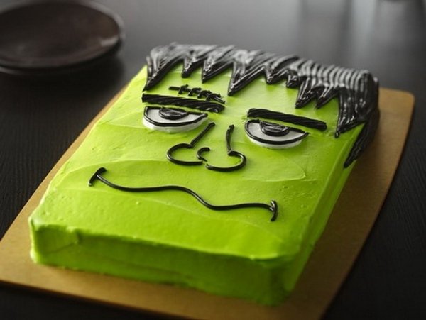 halloween strašidelné torty párty frankenstein zelená halloween koláče hororová párty frankenstein zelená