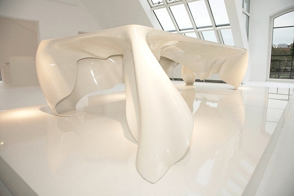 Stôl Phantom Designer-biely vysoký lesk Fantómový moderný dizajnový stôl-biely vysoký lesk