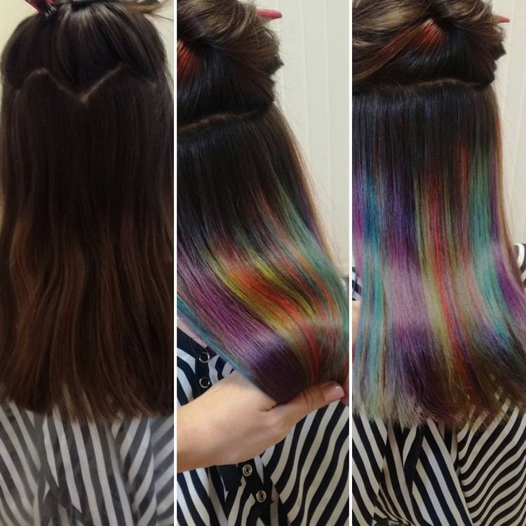 farba dúhových vlasov spodná časť vlasov farebná