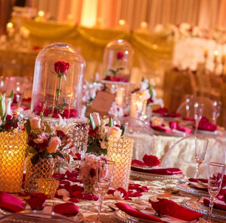 krištáľové lampáše z ružového skla glamour svadba