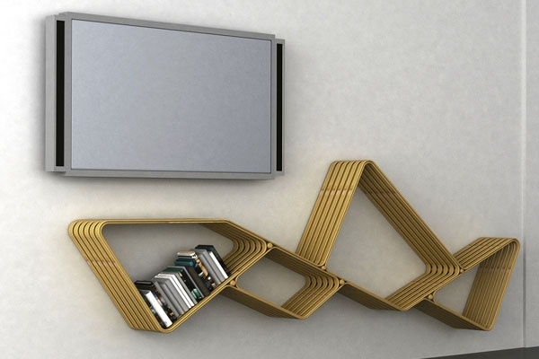 Závesný policový systém vyrobený z riešení úložného priestoru z bambusu