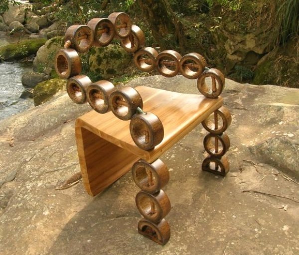 Dizajnová stolička z bambusového kresla s bambusovými trubkami