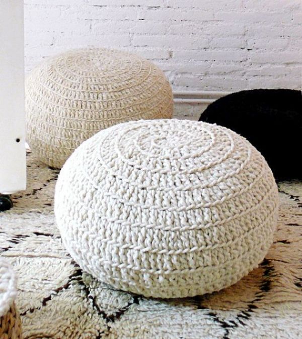 Vlnené sedacie vaky-nápady na sedenie-pletená bielo-mäkká textúra