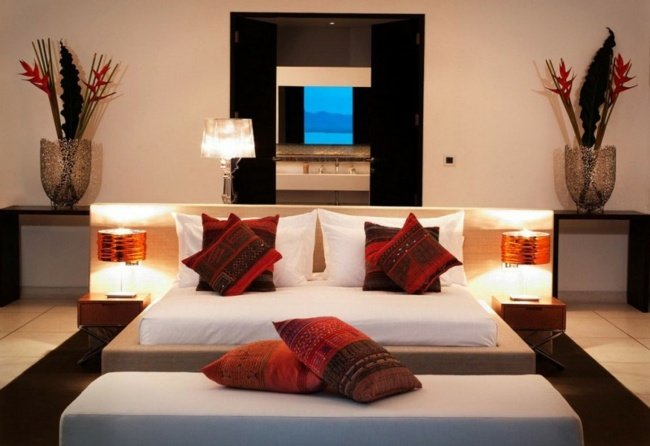 Spálňa nastavila nápady na exotické osvetlenie