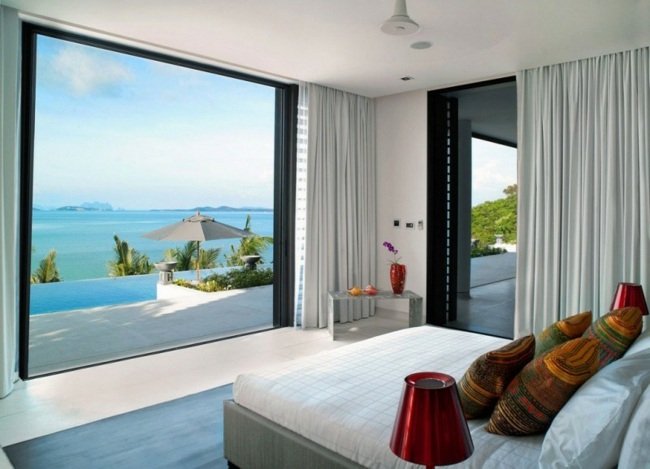 Pohľad na spálňu sen domov dizajn ázijský vzor vankúš