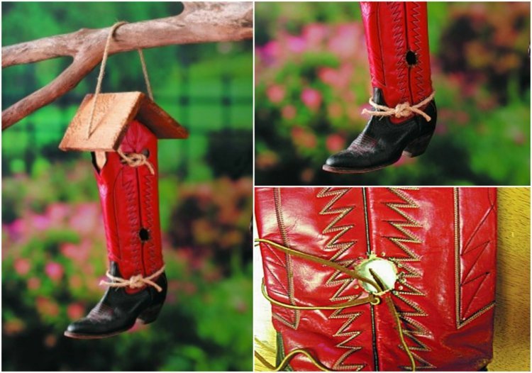 Postavte si vtáčiu búdku sami kovbojské topánky-koža-červeno-čierna