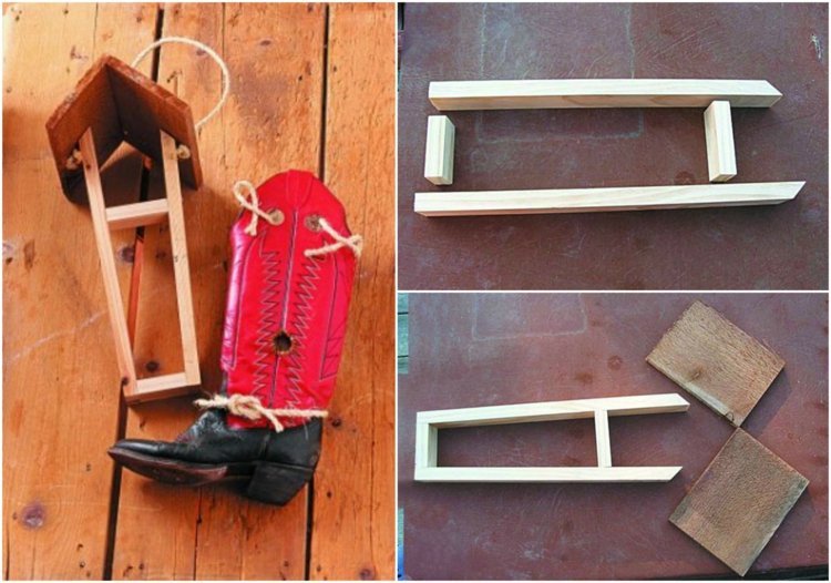 Postavte si vtáčiu búdku sami, kovbojské čižmy-lamelové drevo