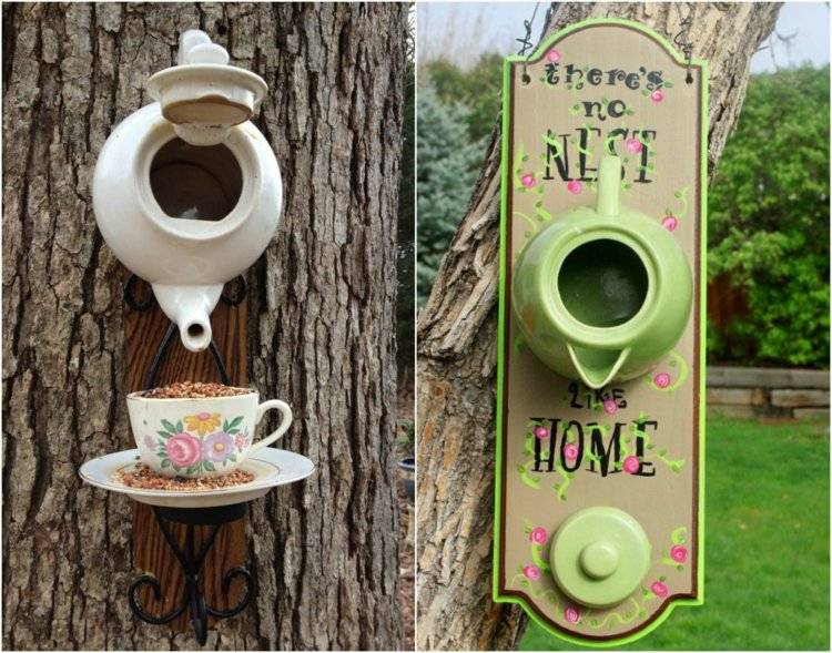 Vtáčia búdka-postavte si-čajník-biely-pohár-tanier-porcelán