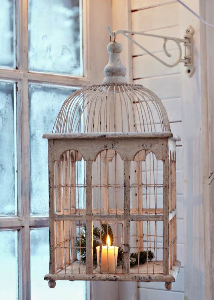 Dekorácia pre vtáčiu klietku dekorácia klietky pre vtáky vianočné hranaté bambusové biele použité sviečky