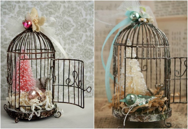 dekorácia klietky pre deti vianočné malé okrúhle hrdzavé ošumelé šik