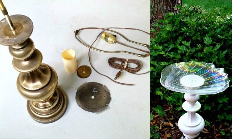 Postavte si svoj vlastný vtáčí kúpeľ zo starých lámp a dosiek