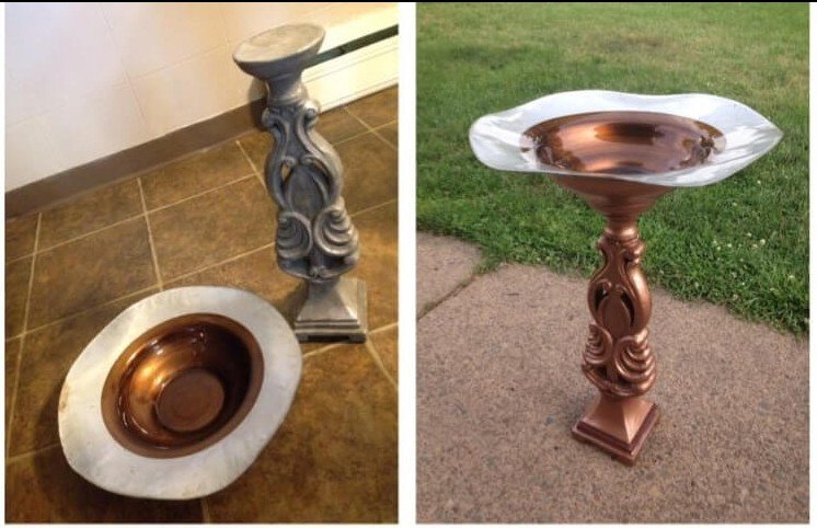 Postavte a navrhnite slnečný kúpeľ pre vtáky sami s bronzovou farbou