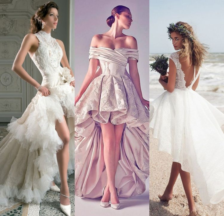 Mullet svadobné šaty svadobné módne trendy plážová svadba