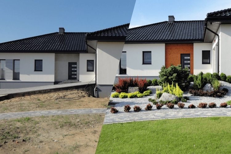 navrhnite predný dvor pred a po