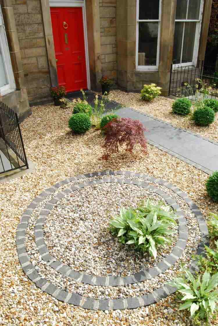 Tipy a nápady pre návrh prednej záhrady so štrkom a rastlinami