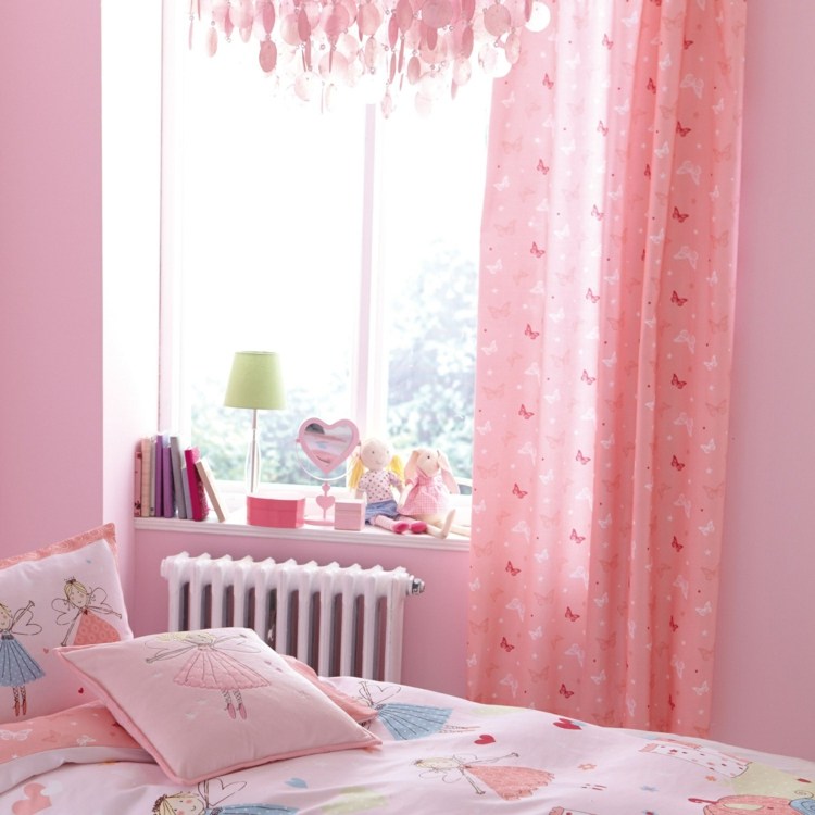 Detské závesy s motýlikmi v jemnej ružovej farbe Detské milé motýle obliečky pre malé dievčatká
